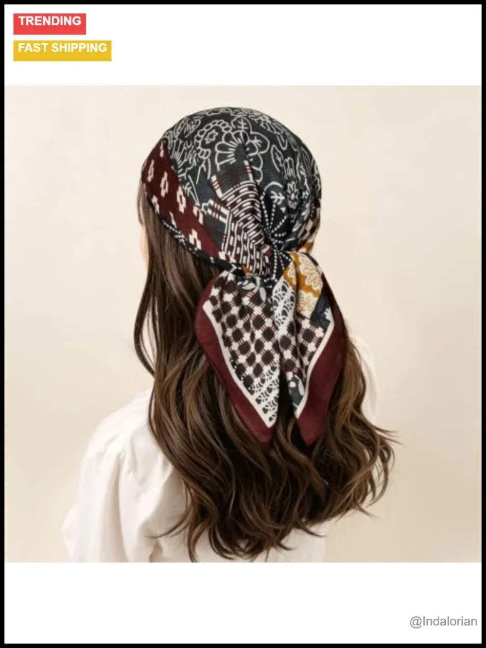 Large Square Head Scarf for Women, Soft Polyester Hair Wrap for Sleeping, Neck